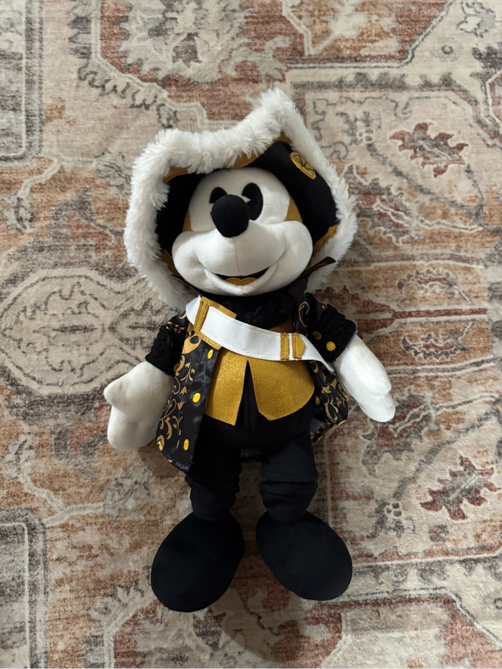 Disney Parks Collectable Mickey Mouse Plush - Black with Blue Patch 50th Ann